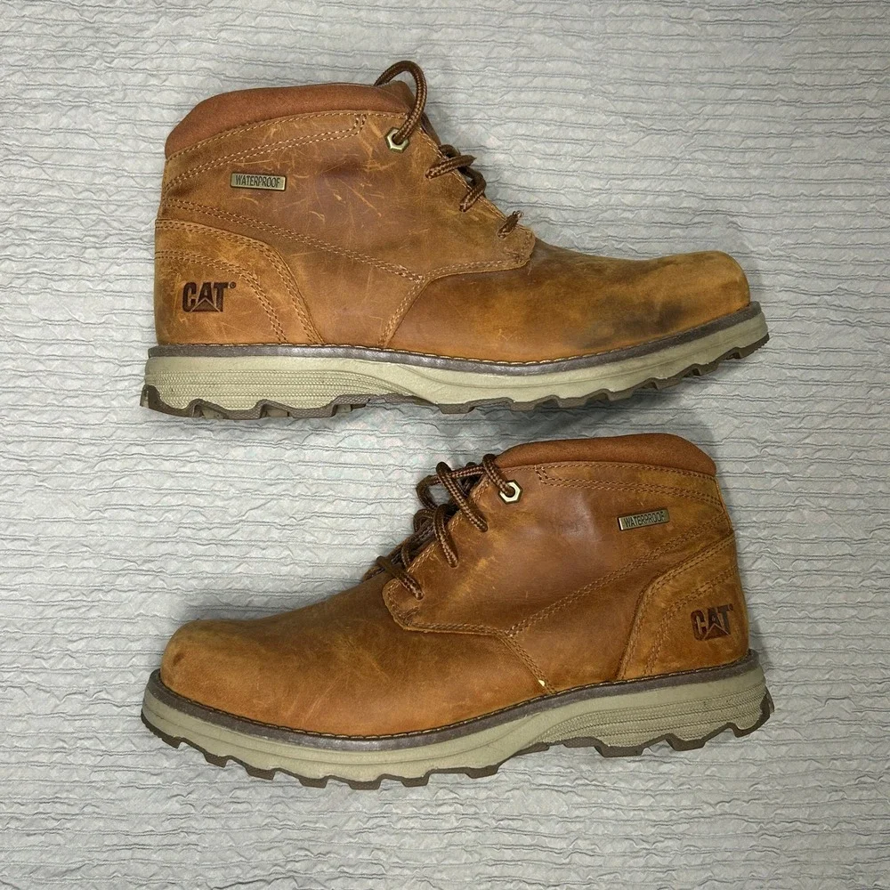 Caterpillar CAT Elude Waterproof Leather Chukka Boots Mens 8 Brown P724341